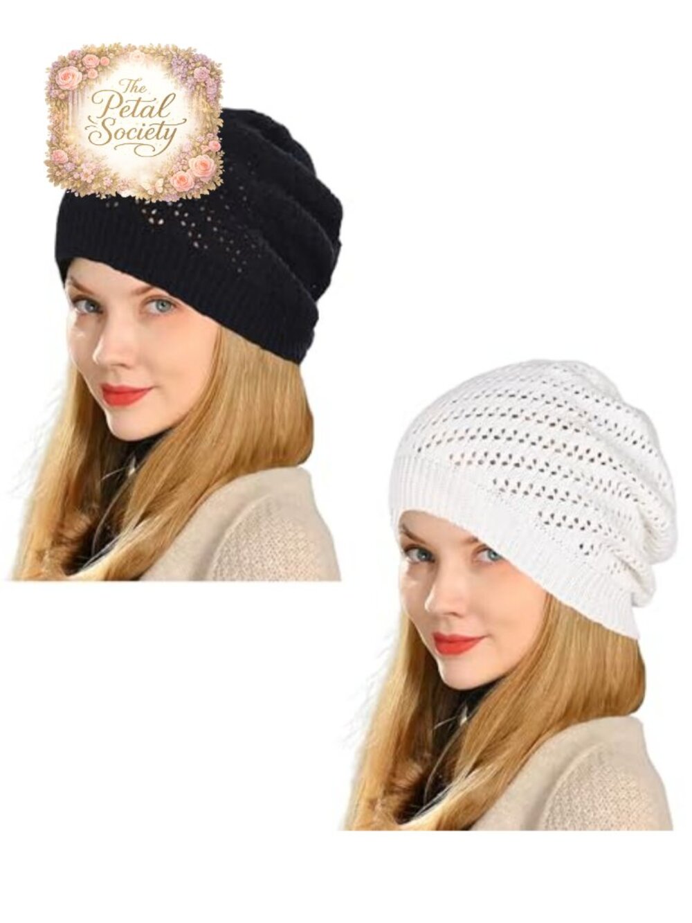 Crochet Beanie Hat Women Lightweight Mesh Slouchy Knit Summer Winter Fall